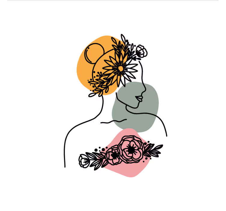 Rullegardiner til stue med fantastisk kvindeflower ansigt - TenStickers