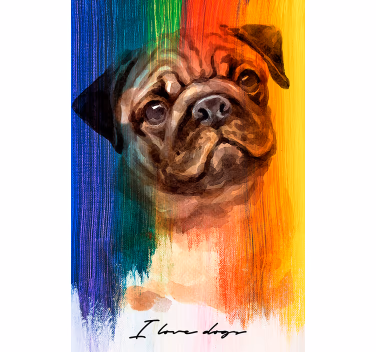 Rullegardiner til stue rainbow pug - TenStickers
