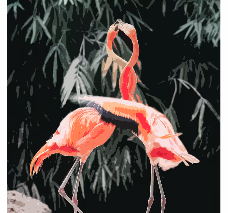 Rullegardiner til stue med flotte flamingoer - TenStickers