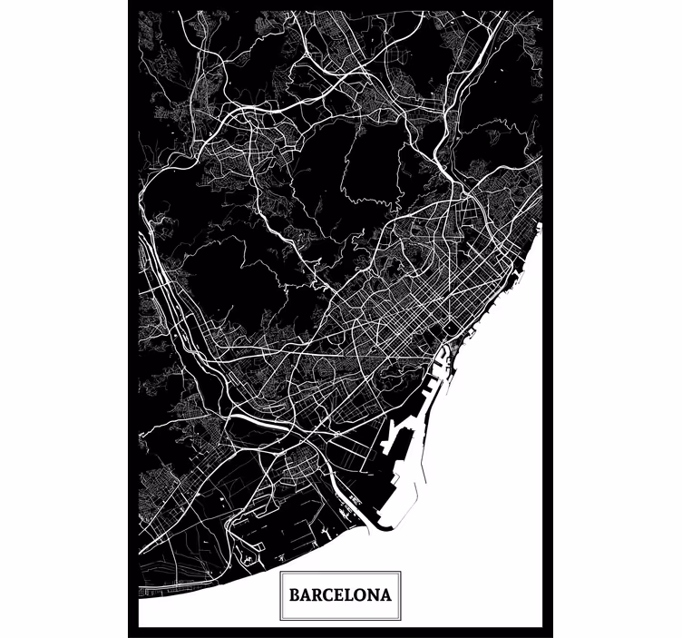 Rullegardiner til stue barcelona topografisk kort - TenStickers