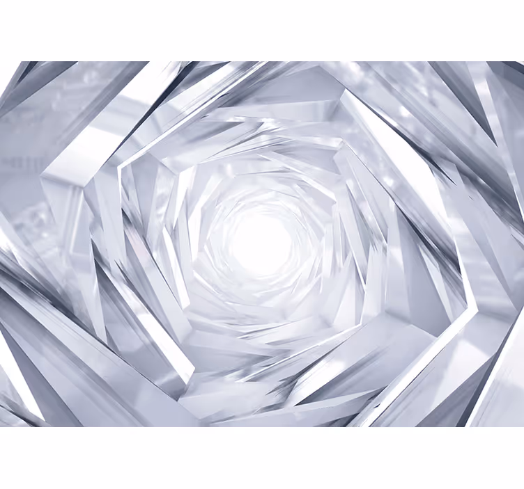 Hvid rullegardin med abstrakt geometrisk tunnel - TenStickers