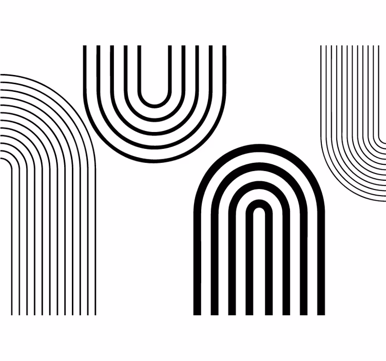 Hvid rullegardin med tynde minimalistiske sorte buer - TenStickers