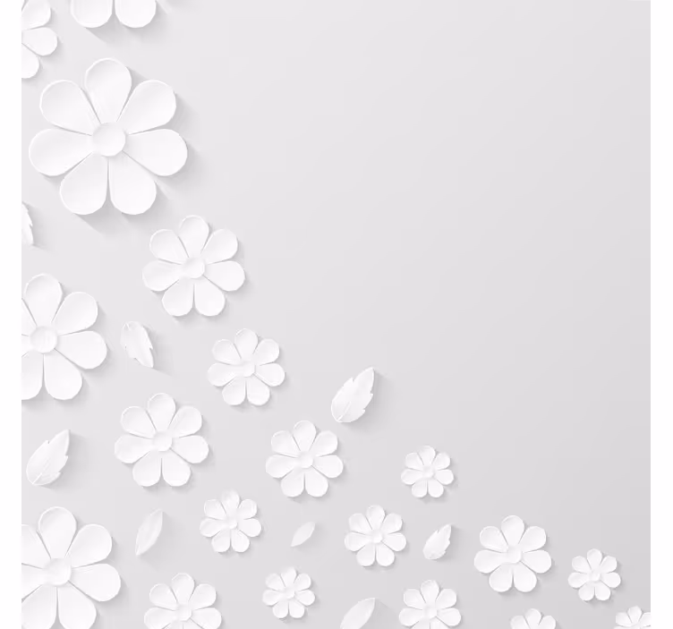 Hvid rullegardin med blomster på papir baggrund - TenStickers