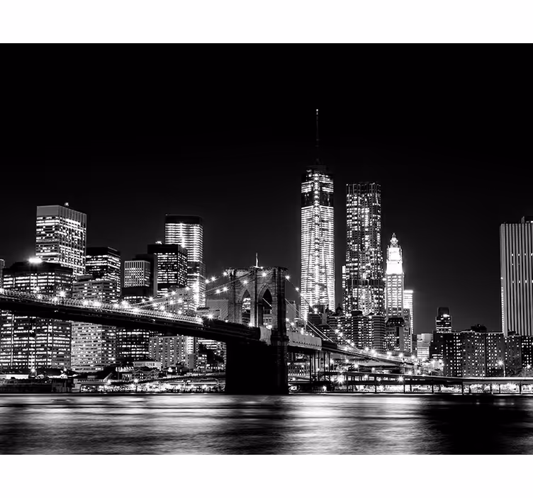 Sort rullegardin fotomural new york Østflod - TenStickers