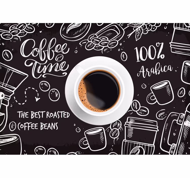 Sort rullegardin kaffetid billeder - TenStickers