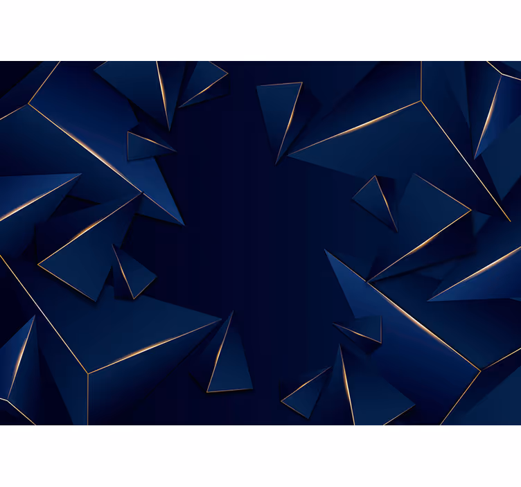 Sort rullegardin med blå og gylden geometrisk mønster - TenStickers