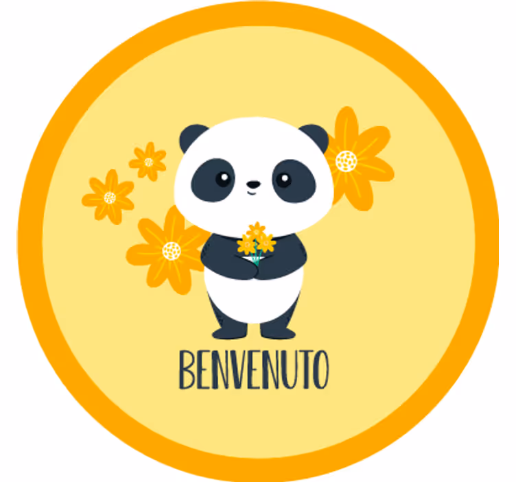Gule rullegardiner panda velkommen til mit værelse - TenStickers