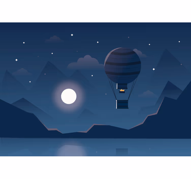 Blå rullegardin naturlig ballonoplevelse om natten - TenStickers