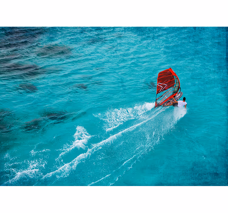 Blå rullegardin windsurfing i vandet - TenStickers