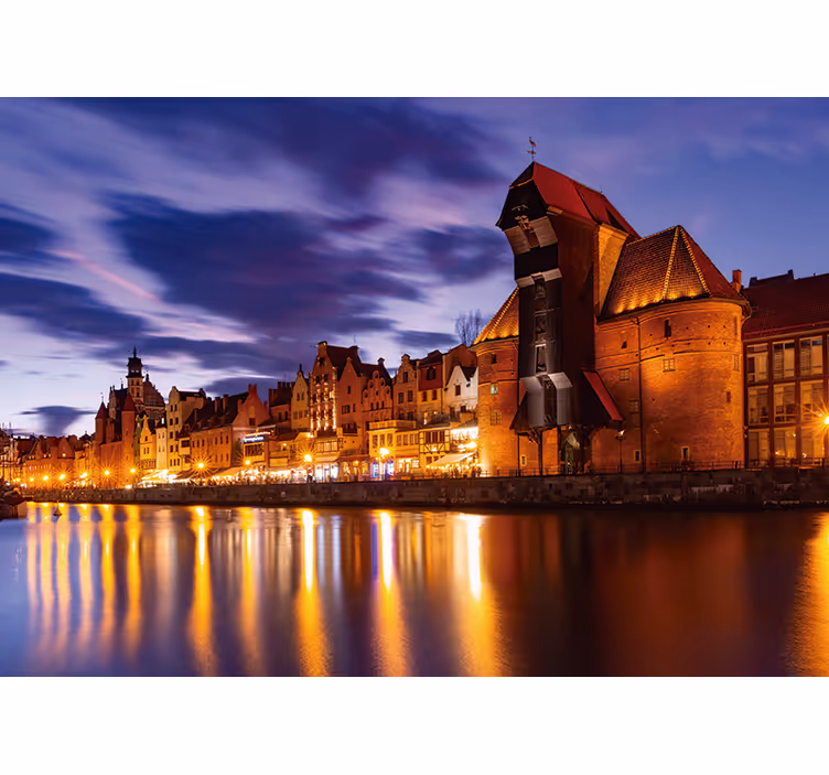 Blå rullegardin gdańsk om natten - TenStickers