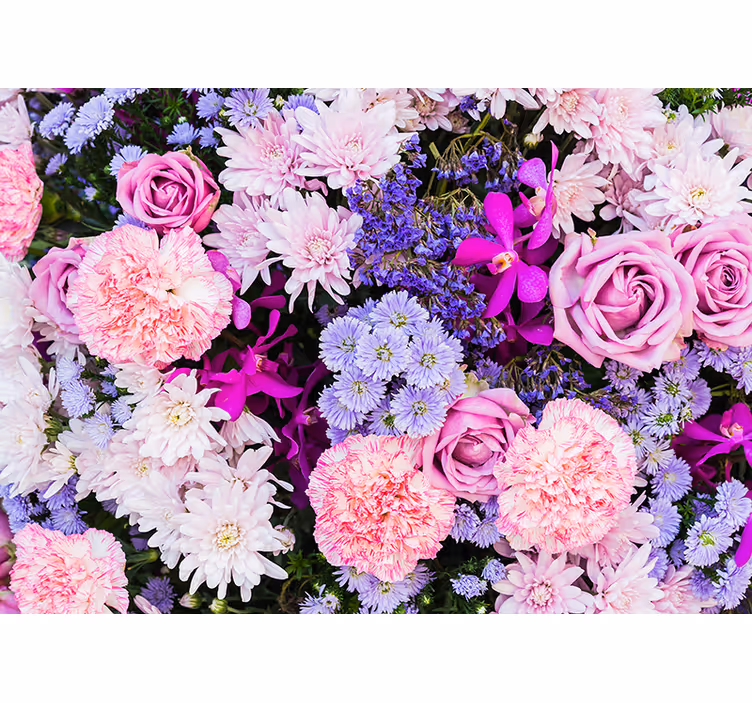 Lyserøde rullegardiner med farverige blomster - TenStickers