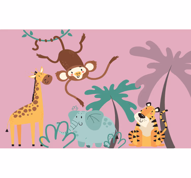 Lilla rullegardin med farverige tegneserie safari dyr - TenStickers