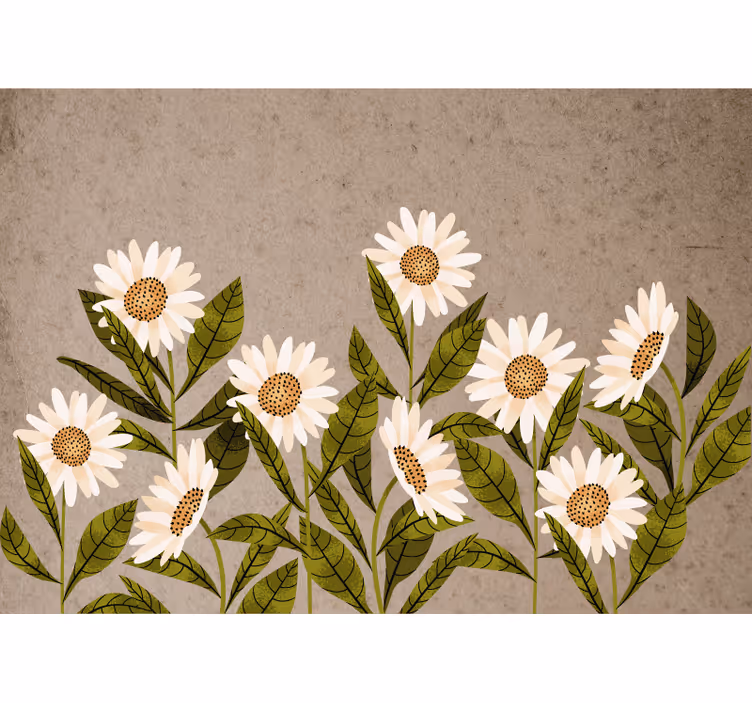 Rullegardiner til stue med vintage margueritter - TenStickers
