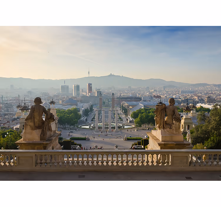Rullegardiner til stue fotomural barcelona montjuic - TenStickers
