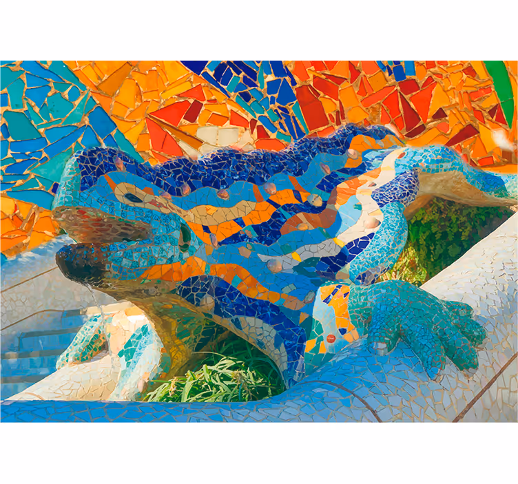 Rullegardiner til stue barcelona park güell mural - TenStickers