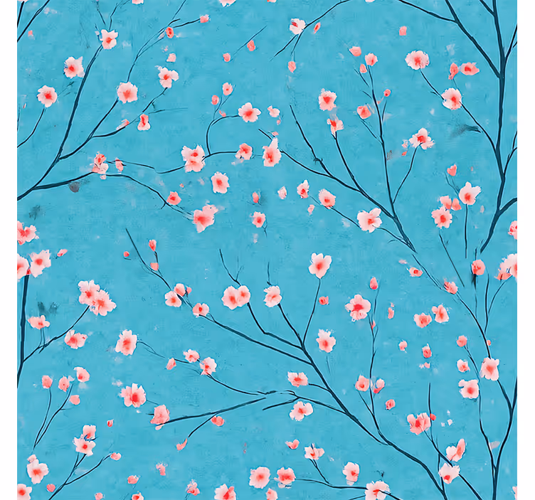 Blå rullegardin i teal kirsebærblomster - TenStickers