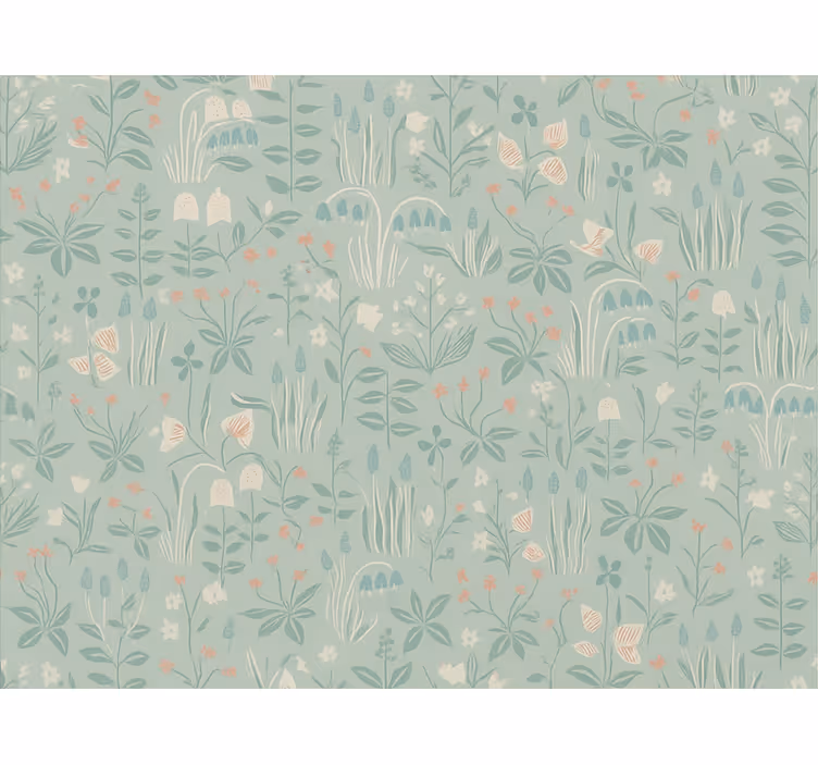 Blå rullegardin scandi blomstermotiv - TenStickers