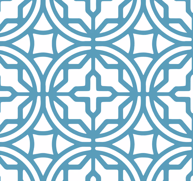 Blå rullegardin med geometrisk turkist mønster - TenStickers