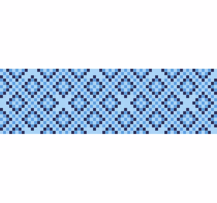 Blå rullegardin med geometrisk blå pixelmønster - TenStickers