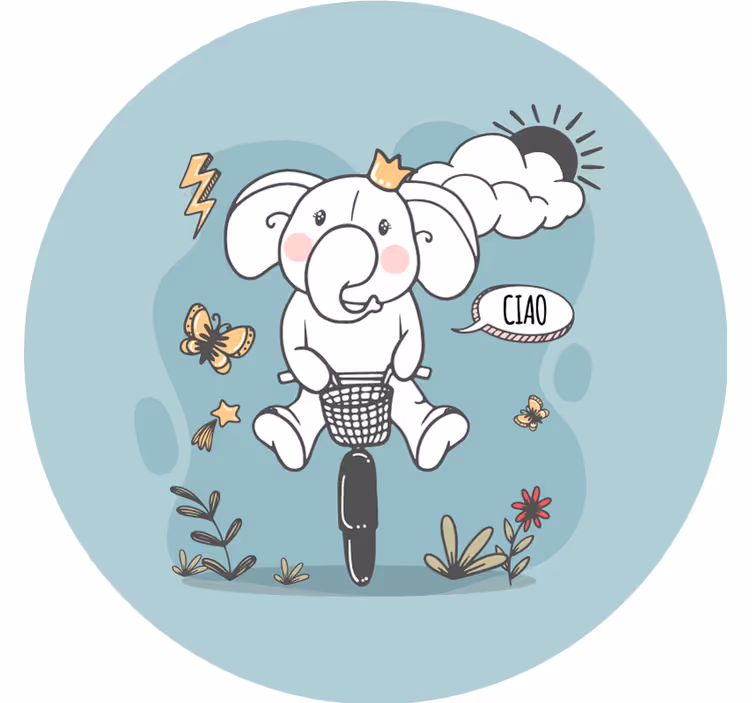 Blå rullegardin hej elefant - TenStickers