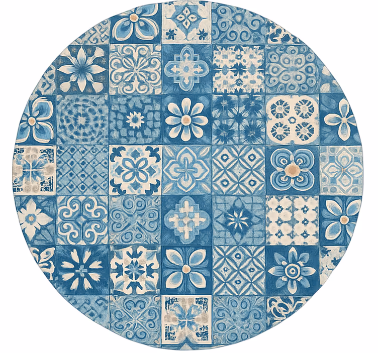 Blå rullegardin med cirkulære mosaikfliser - TenStickers
