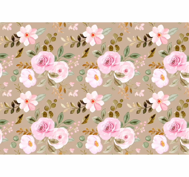 Rullegardiner til stue i vintage beige rosetekstur - TenStickers