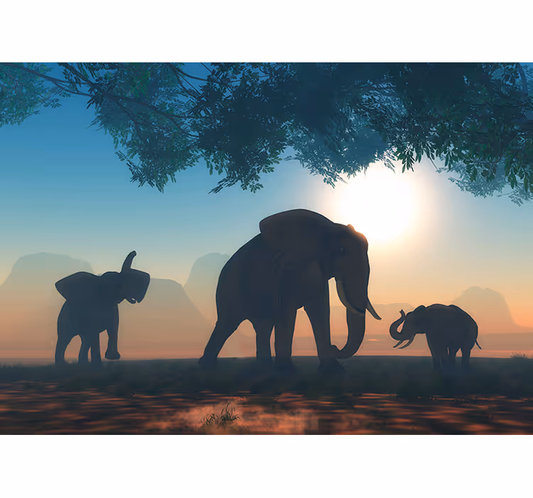 Rullegardiner til stue wilde elefant - TenStickers