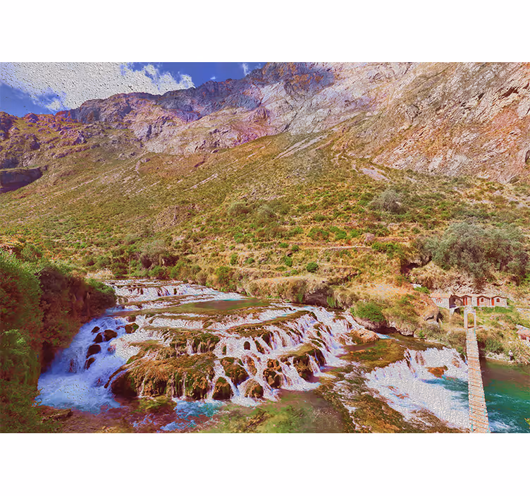 Rullegardiner til stue huancaya vandfald - TenStickers