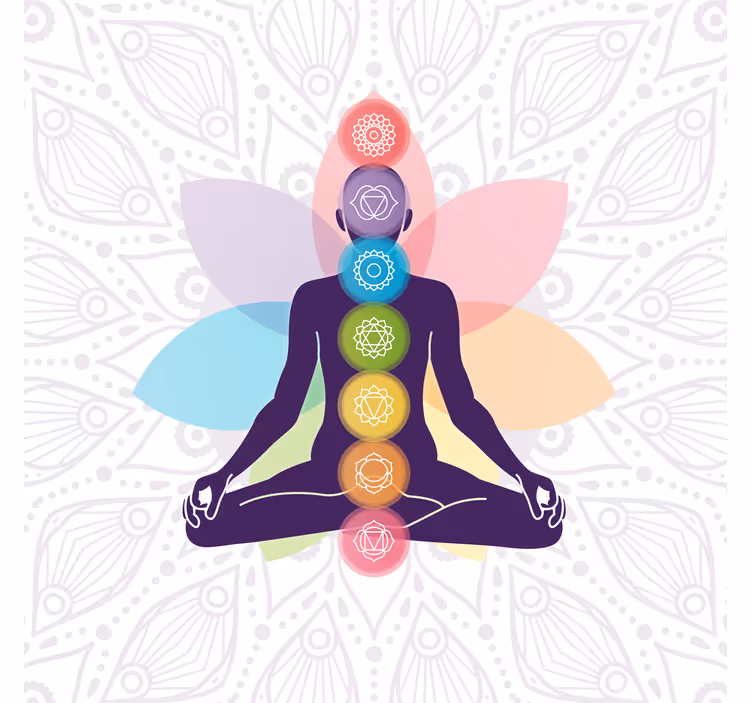 Rullegardiner til stue med de syv chakra symboler - TenStickers