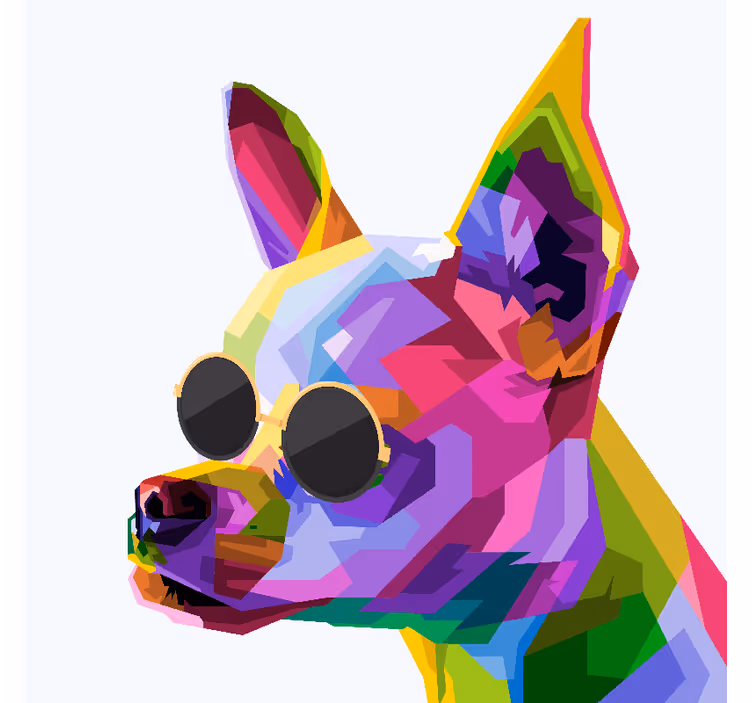 Rullegardiner til stue med multicolor chihuahua i briller - TenStickers