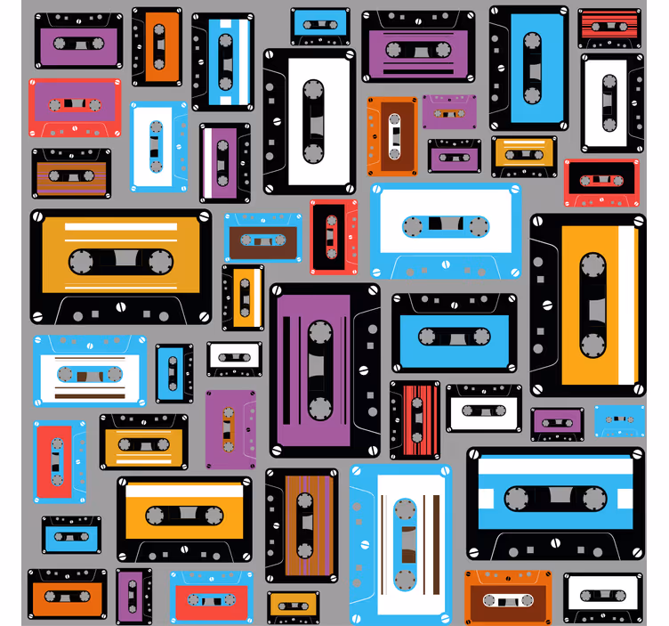 Rullegardiner til stue med retro 80'er kassettebånd mønster - TenStickers