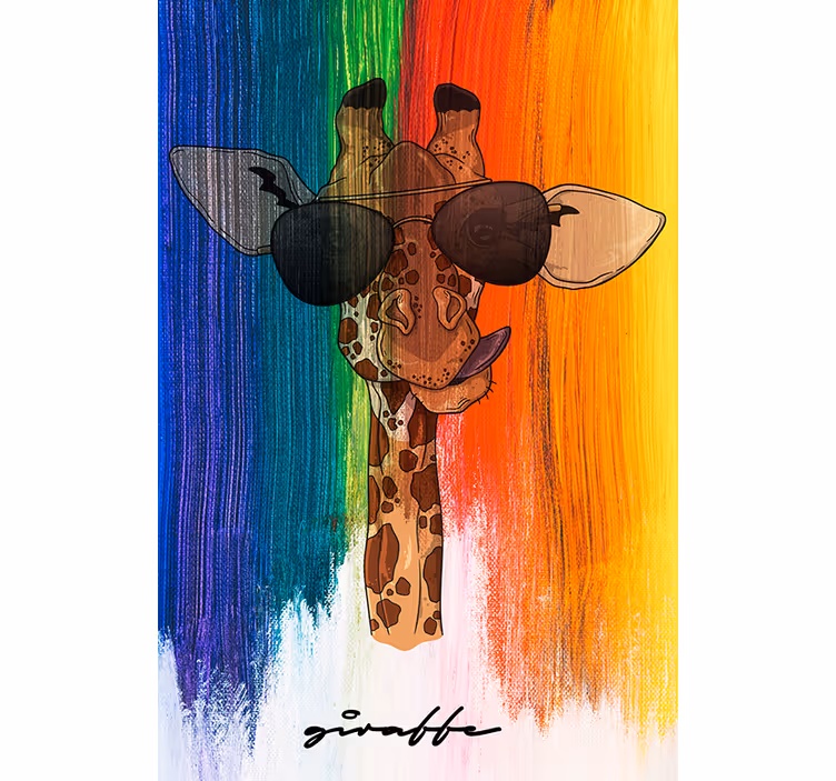 Rullegardiner til stue regnbue giraffe - TenStickers