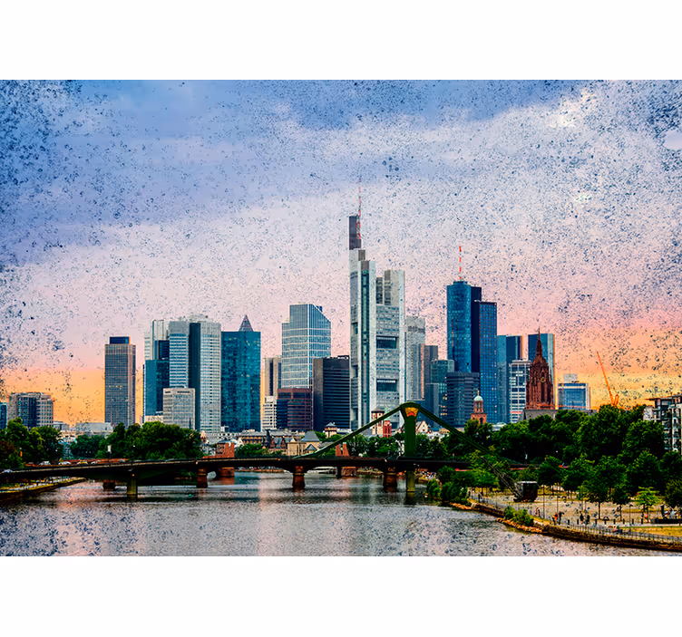 Rullegardiner til stue frankfurt skyline - TenStickers