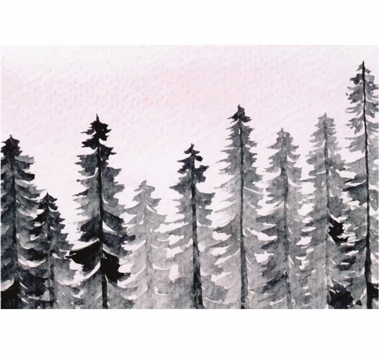 Rullegardiner til stue aquarell træ skov grå - TenStickers