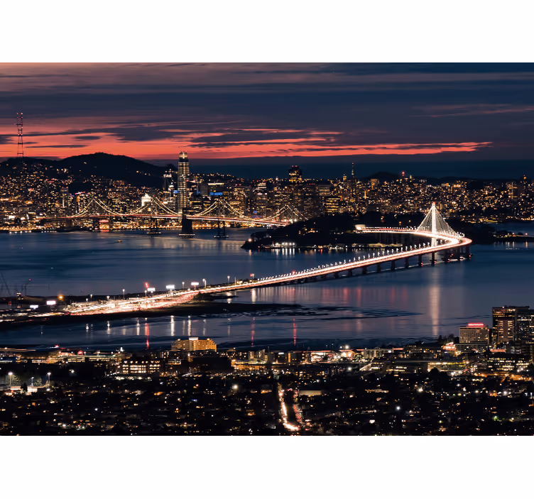 Rullegardiner til stue san francisco om aftenen - TenStickers