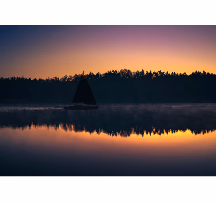 Rullegardiner til stue mazury sejlbåd solnedgang - TenStickers