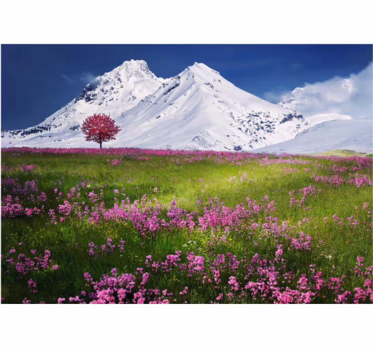 Rullegardiner til stue blomsterlandskab i bjergene - TenStickers