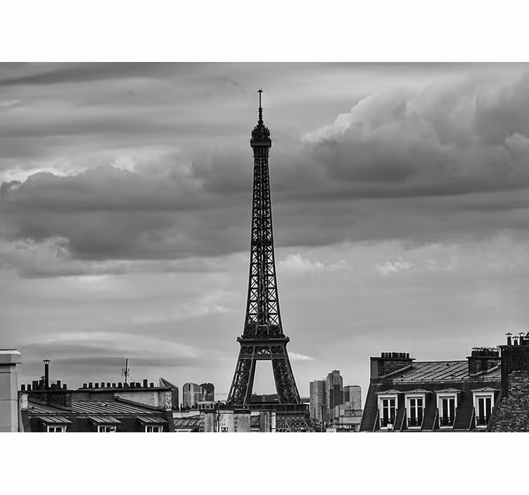 Rullegardiner til stue tour eiffel sort og hvid - TenStickers