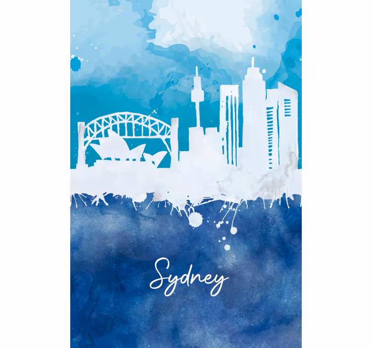 Rullegardiner til stue skyline sydney akvarel - TenStickers