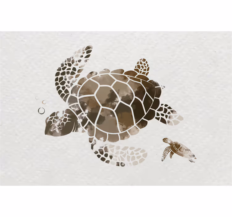 Rullegardiner til stue med brun akvarelturtle - TenStickers
