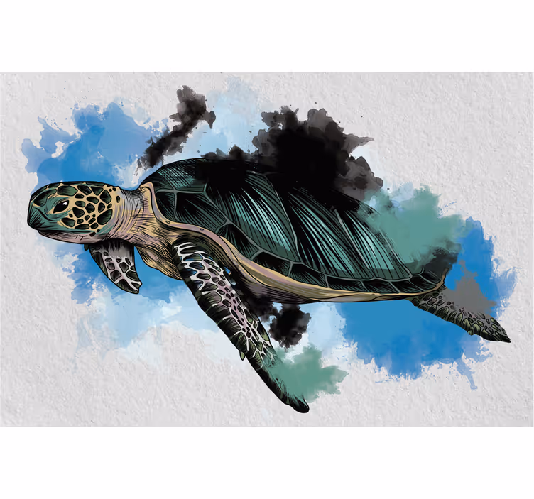 Rullegardiner til stue akvarelturtle - TenStickers