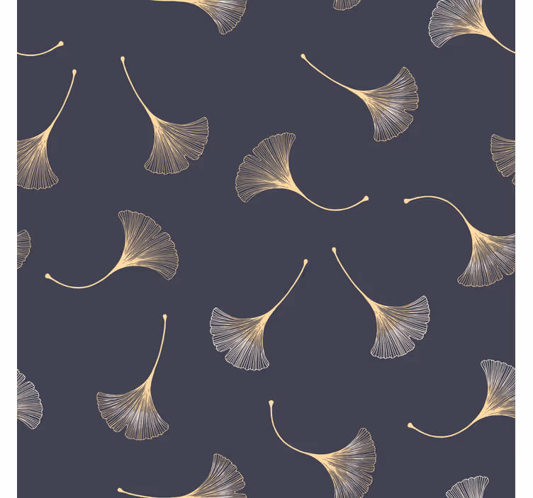 Rullegardiner til stue ginkgo blad marine og guld - TenStickers