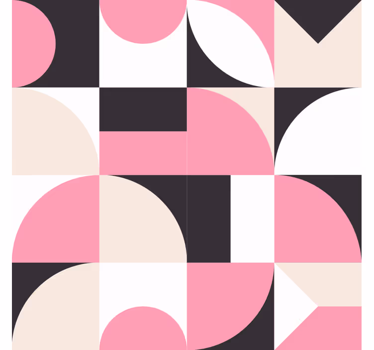 Rullegardiner til stue med pink geometriske nordiske figurer - TenStickers