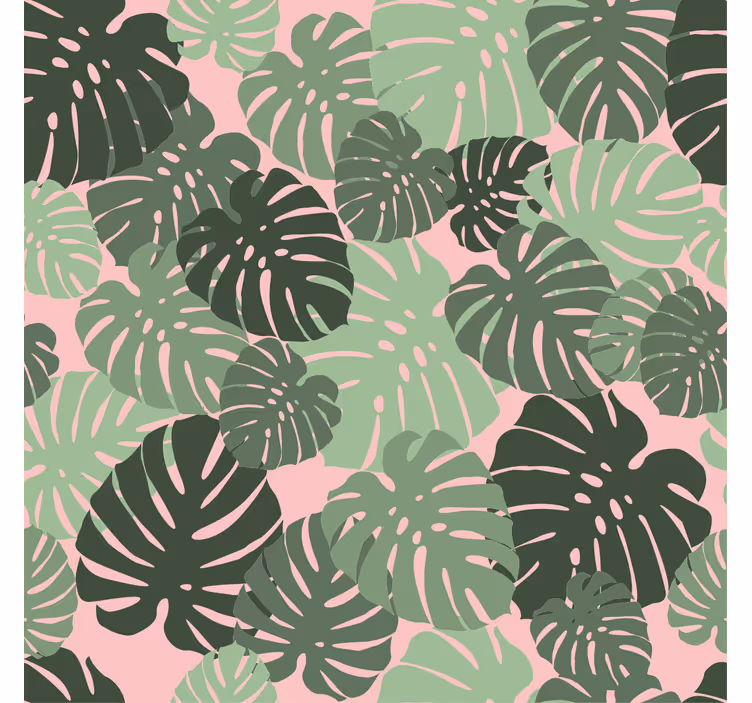 Rullegardiner til stue i pink monstera blade - TenStickers