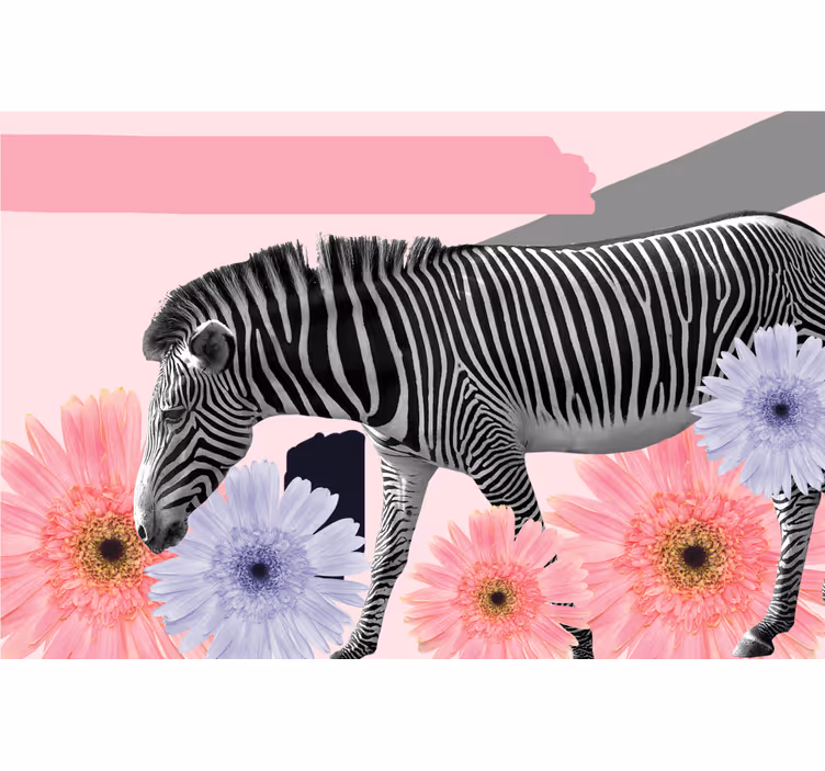 Rullegardiner til stue med collage stil zebra maleri - TenStickers