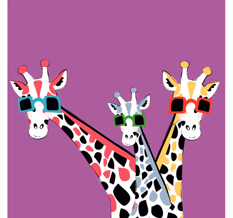 Rullegardiner til stue sjove giraffer med solbriller - TenStickers