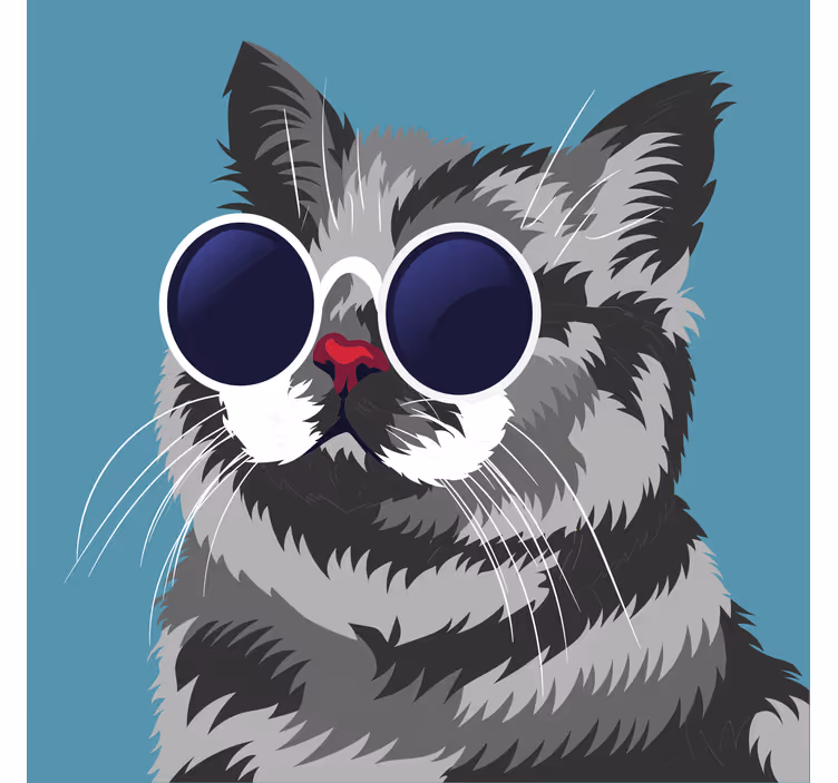 Rullegardiner til stue sjovt maleri af grå kat - TenStickers