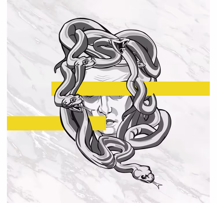 Rullegardiner til stue hvid medusa med gule striber - TenStickers