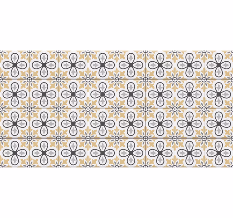 Beige rullegardin til køkken retro fliser - TenStickers