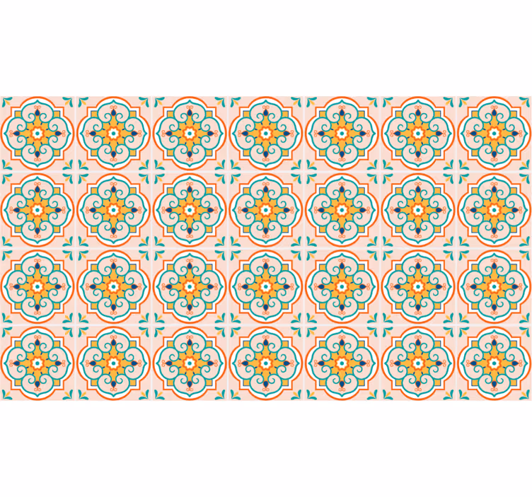 Beige rullegardin firkantet farverigt design - TenStickers